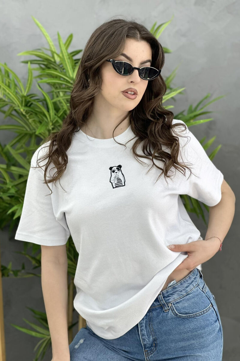 ONE COLOR COTTON WOMAN T-SHIRT WHITE-E BARDHE - 1