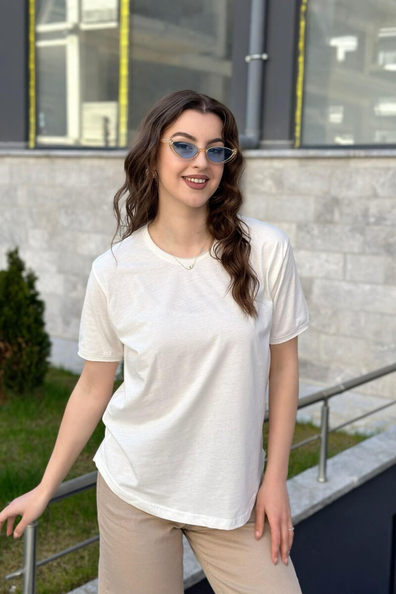 ONE COLOR COTTON WOMAN T-SHIRT WHITE-E BARDHE - 1