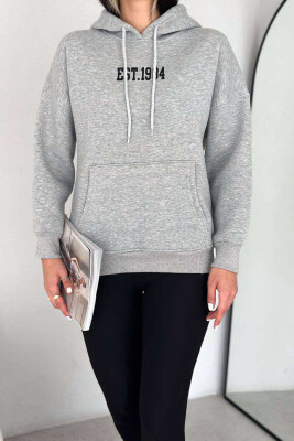 ONE COLOR COTTON WOMEN HOODIE GREY/GRI 