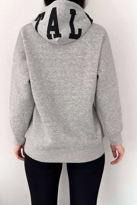 ONE COLOR COTTON WOMEN HOODIE GREY/GRI - 4