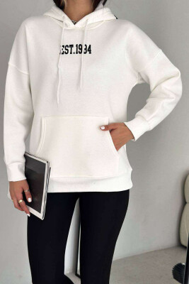 ONE COLOR COTTON WOMEN HOODIE WHITE-E BARDHE 