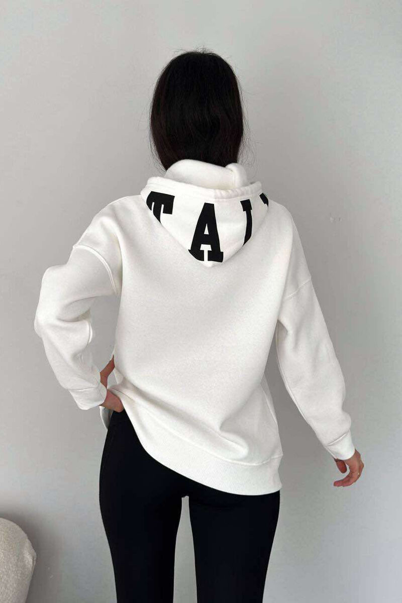 ONE COLOR COTTON WOMEN HOODIE WHITE-E BARDHE - 4