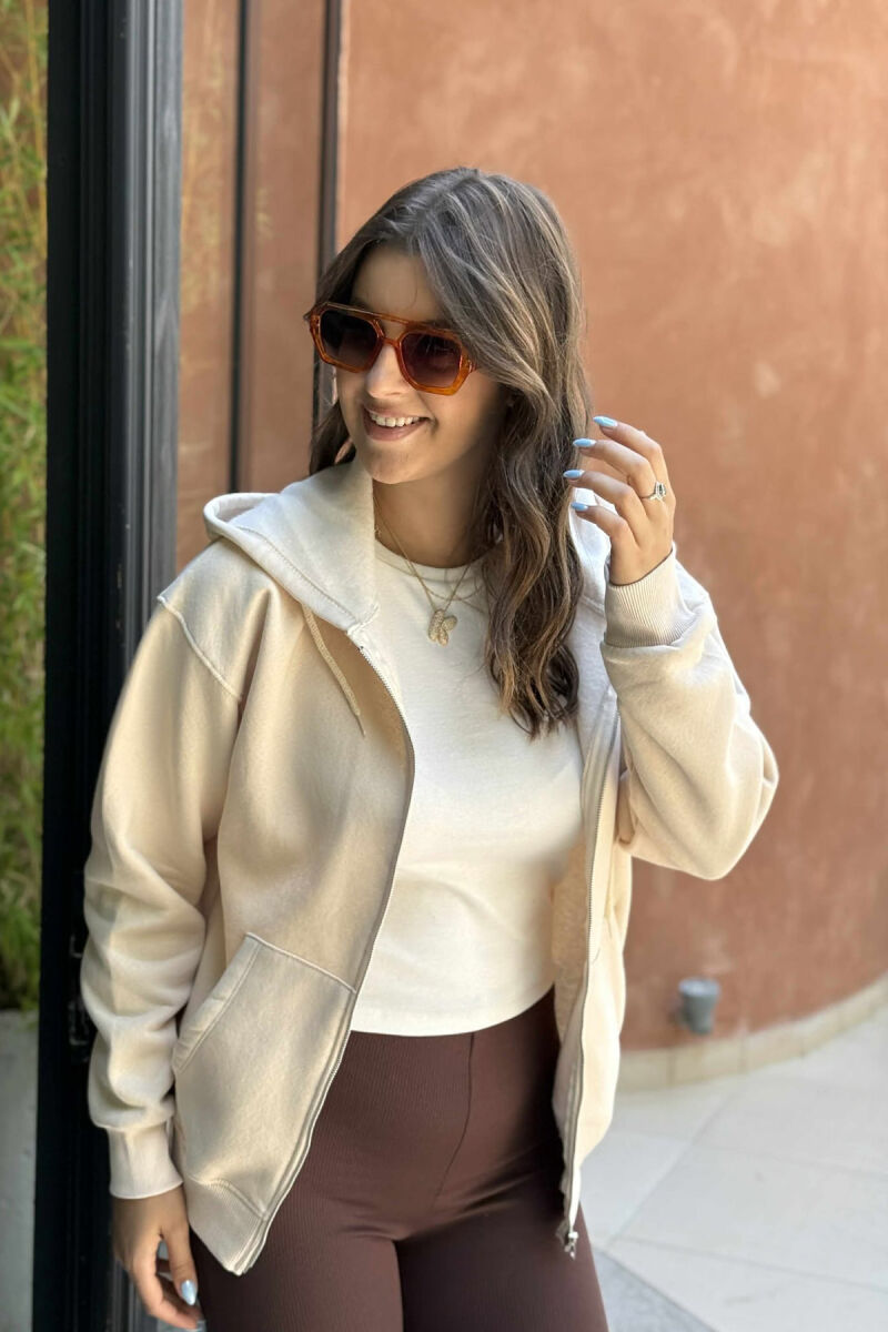 ONE COLOR COTTON WOMEN JACKET BEIGE/BEZHE - 3