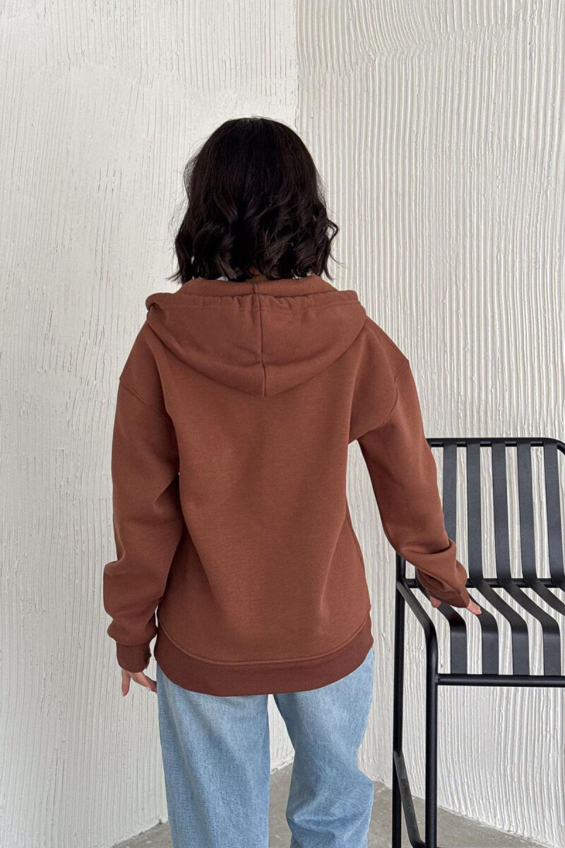 ONE COLOR COTTON WOMEN JACKET BROWN/KAFE - 2