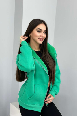 ONE COLOR COTTON WOMEN JACKET DARK GREEN/JEE 