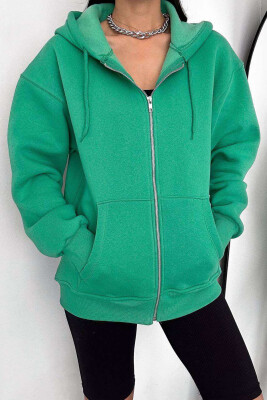 ONE COLOR COTTON WOMEN JACKET GREEN/JESHILE 