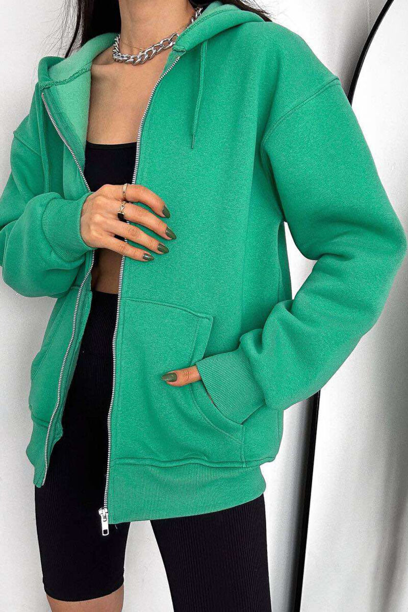 ONE COLOR COTTON WOMEN JACKET GREEN/JESHILE - 2