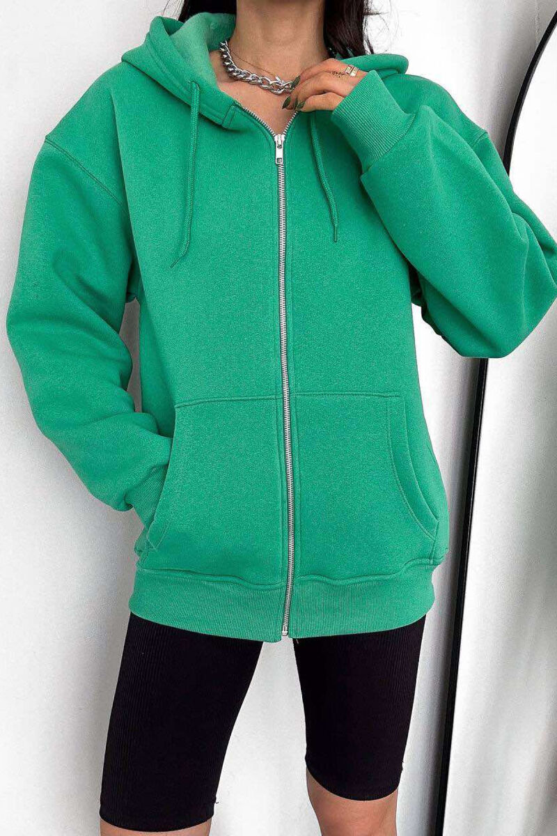 ONE COLOR COTTON WOMEN JACKET GREEN/JESHILE - 3