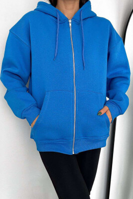 ONE COLOR COTTON WOMEN JACKET LIGHTBLUE/BZ 