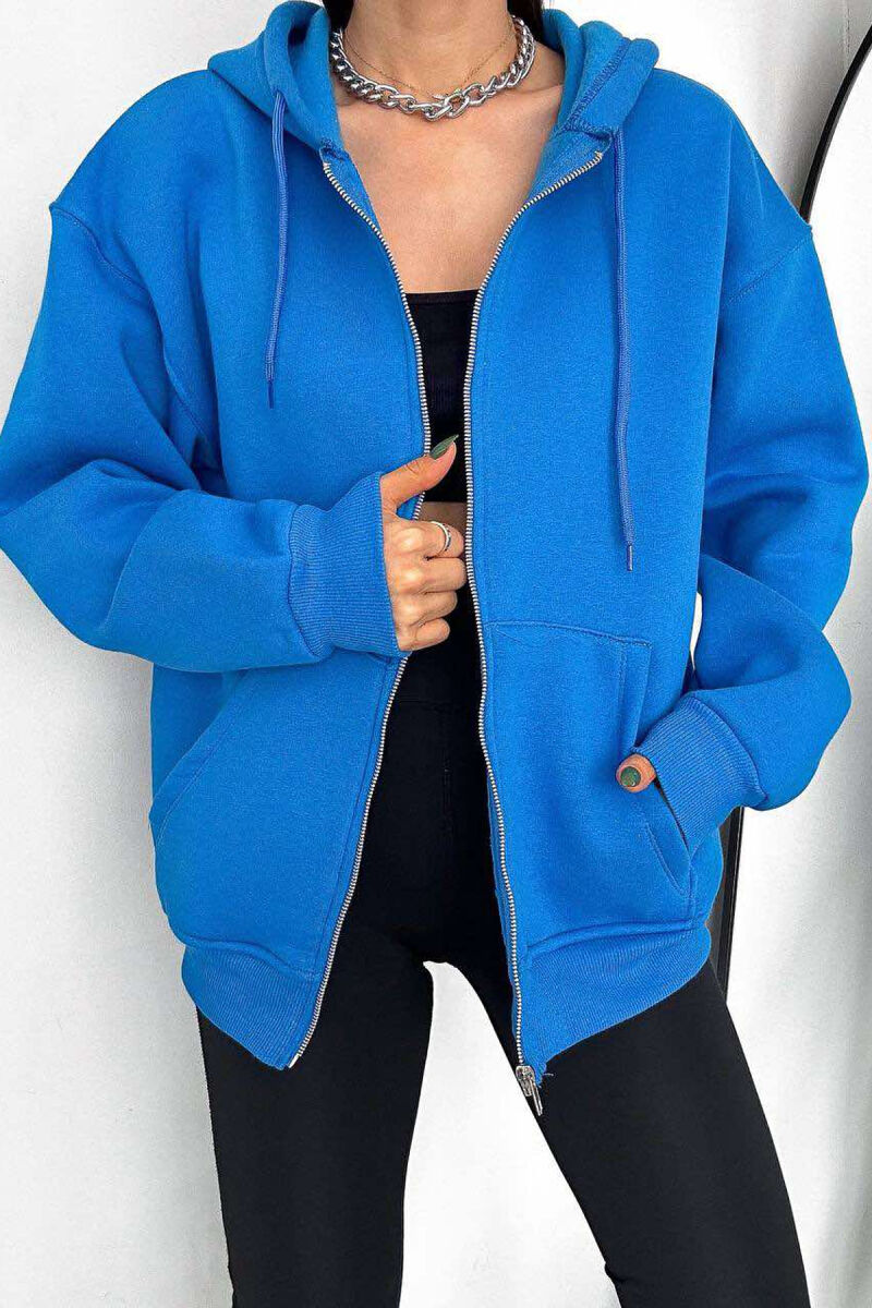 ONE COLOR COTTON WOMEN JACKET LIGHTBLUE/BZ - 3