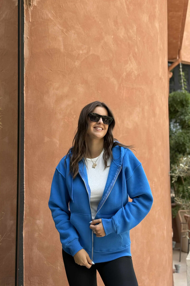 ONE COLOR COTTON WOMEN JACKET LIGHTBLUE/BZ - 1