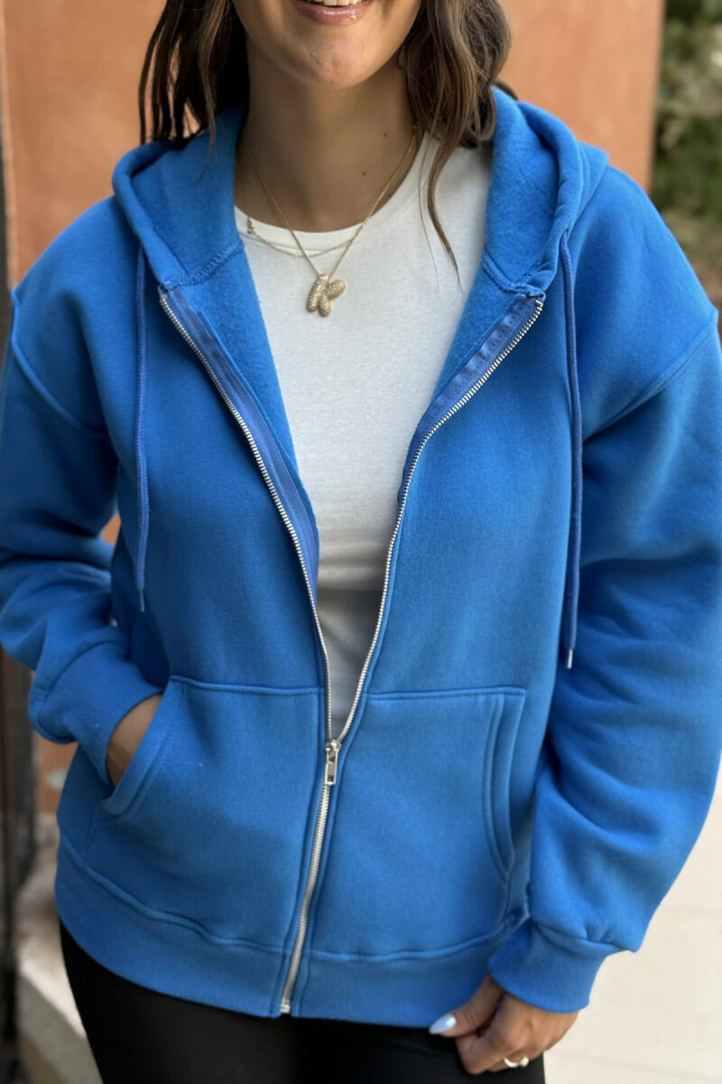 ONE COLOR COTTON WOMEN JACKET LIGHTBLUE/BZ - 5