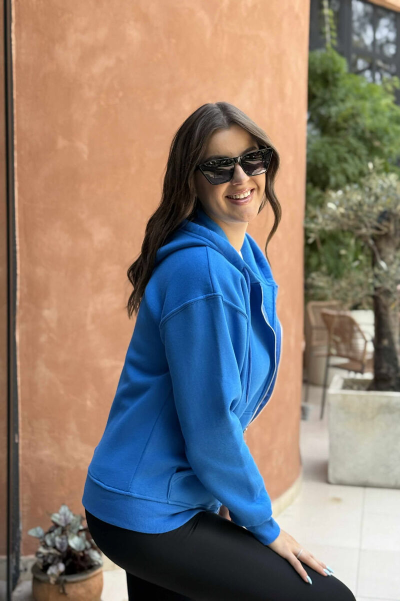 ONE COLOR COTTON WOMEN JACKET LIGHTBLUE/BZ - 4