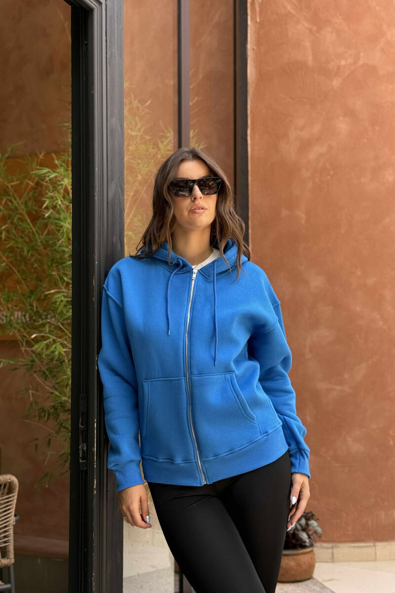 ONE COLOR COTTON WOMEN JACKET LIGHTBLUE/BZ - 3