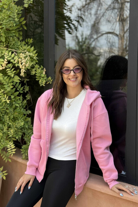 XHAKETË PAMBUKU NJË NGJYRËSHE PËR FEMRA NË NGJYRËN ROZË - KLAUDIO FASHION