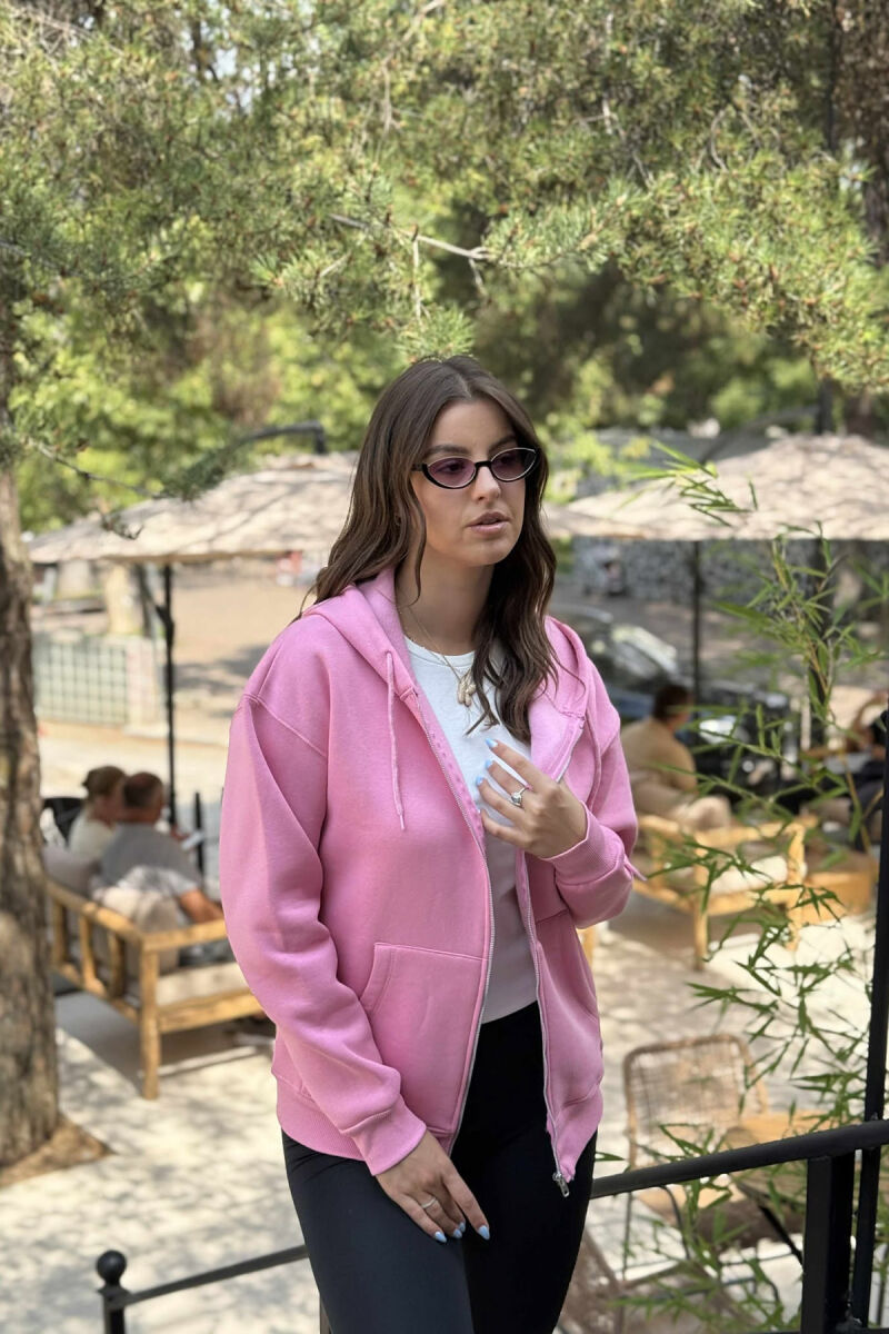 ONE COLOR COTTON WOMEN JACKET PINK/ROZE - 2