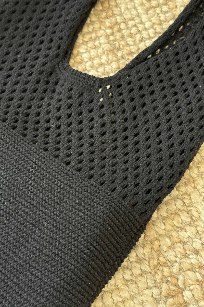 ONE COLOR CROCHET BEACH WOMEN BAG BLACK/ E ZEZE - 6