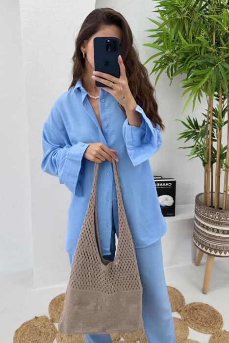 ÇANTË NJË NGJYRËSHE PLAZHI E THURUR PËR FEMRA NË NGJYRËN KAFE E ZBARDHUR - KLAUDIO FASHION