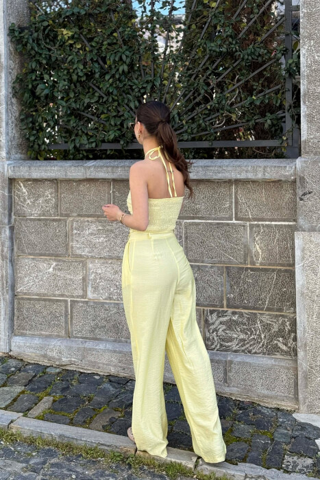 ONE COLOR CROP TOP + TROUSERS WOMAN SET YELLOW/E VERDHE - 4