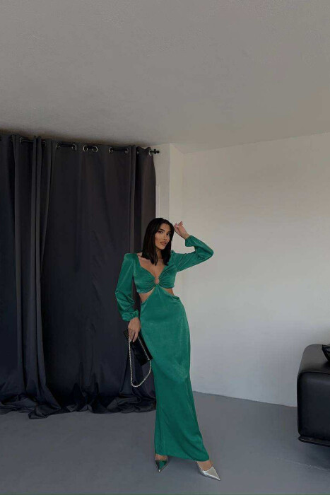 ONE COLOR CROP TOP+SKIRT WOMEN SET GREEN/JESHILE - 2