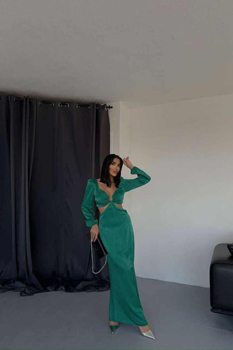 ONE COLOR CROP TOP+SKIRT WOMEN SET GREEN/JESHILE - 2