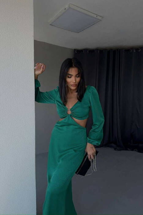 ONE COLOR CROP TOP+SKIRT WOMEN SET GREEN/JESHILE - 3