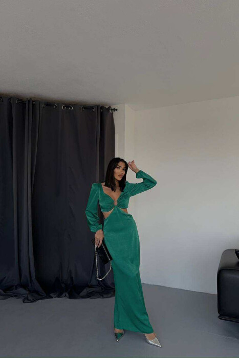 ONE COLOR CROP TOP+SKIRT WOMEN SET GREEN/JESHILE - 4