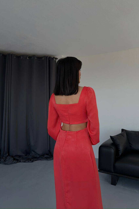 ONE COLOR CROP TOP+SKIRT WOMEN SET ORANGE/PORTOKALLI - 3