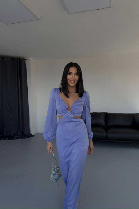 ONE COLOR CROP TOP+SKIRT WOMEN SET PURPLE/LEJLA 