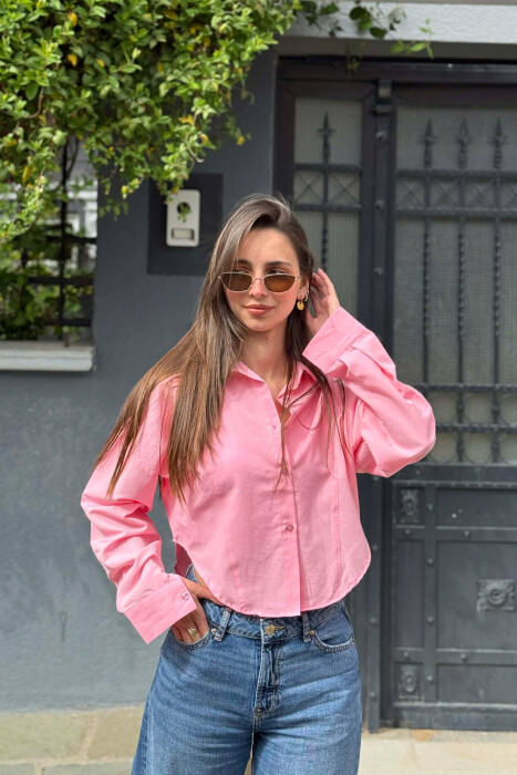 KEMISHE E SHKURTER PER FEMRA NE NGJYRE PUDER - KLAUDIO FASHION