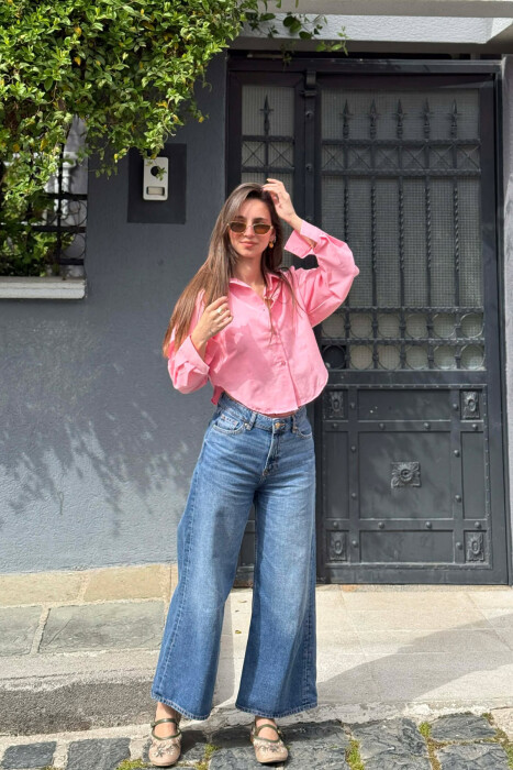 ONE COLOR CROPED WOMAN SHIRT POWDER/PUDER - 4