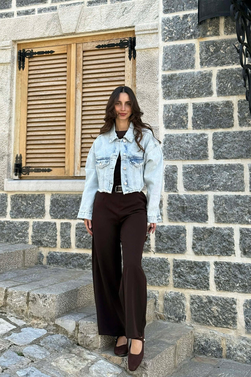 ONE COLOR CROPPED DENIM WOMEN JACKET BABY BLUE/BLU BY - 1