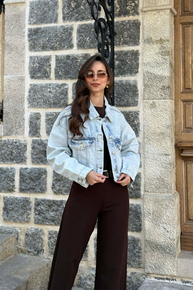 ONE COLOR CROPPED DENIM WOMEN JACKET BABY BLUE/BLU BY - 2