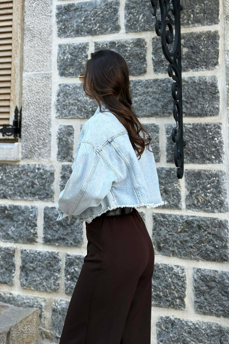 ONE COLOR CROPPED DENIM WOMEN JACKET BABY BLUE/BLU BY - 5