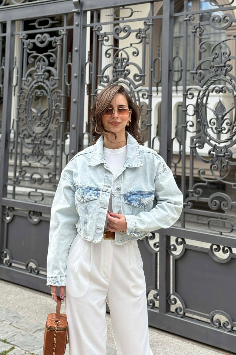 ONE COLOR CROPPED DENIM WOMEN JACKET LIGHTBLUE/BZ - 1