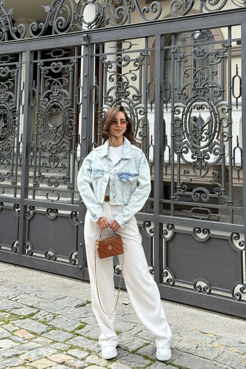 ONE COLOR CROPPED DENIM WOMEN JACKET LIGHTBLUE/BZ - 2