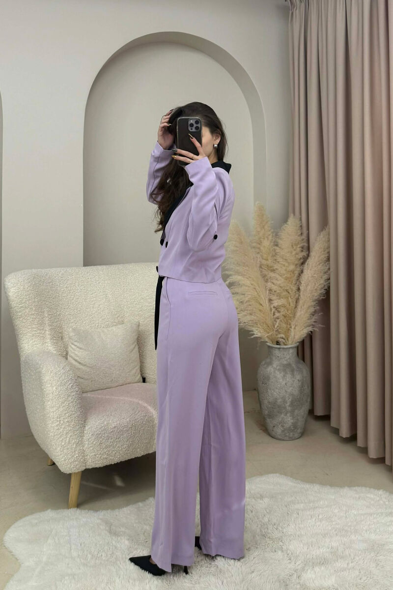 ONE COLOR CROPPED JACKET+ TROUSERS WOMEN SET PURPLE/LEJLA - 3