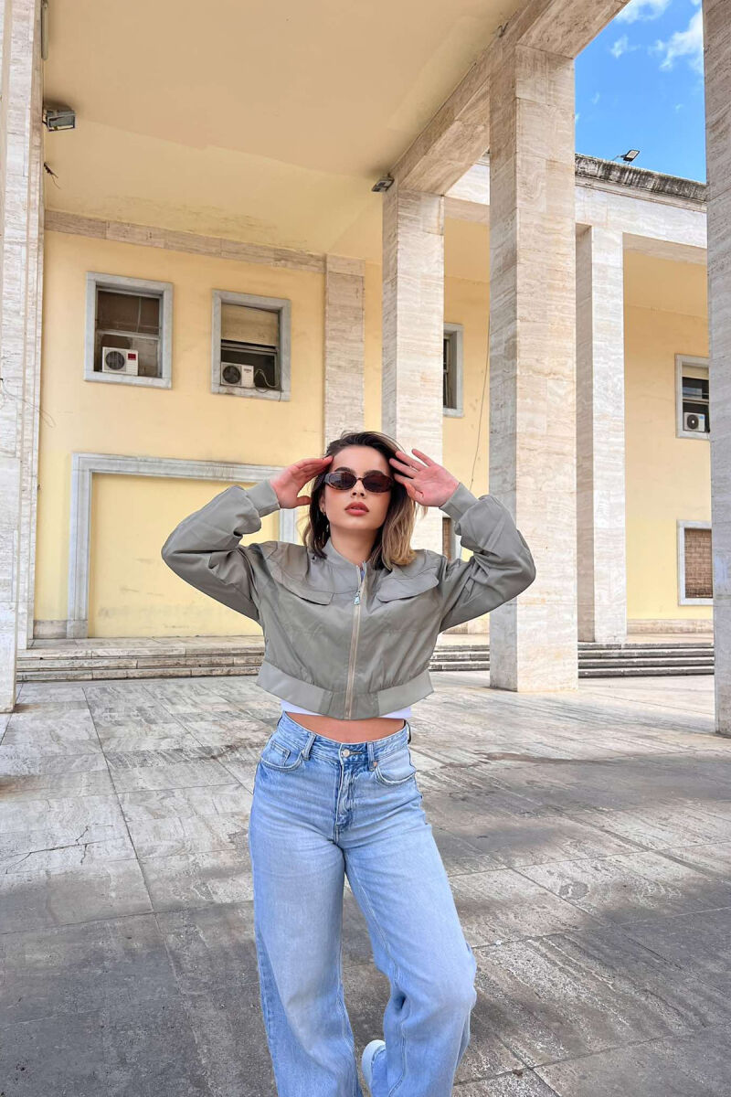 ONE COLOR CROPPED LIGHT WOMEN JACKET BEIGE/BEZHE - 3