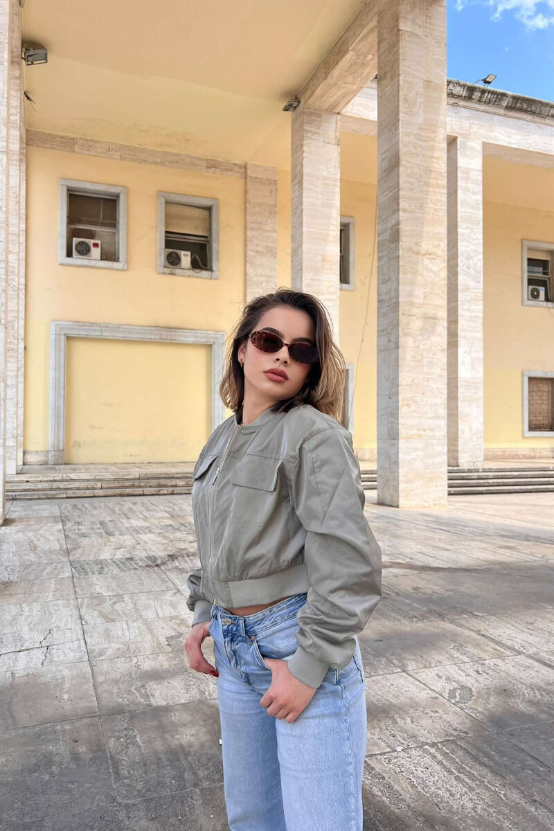 ONE COLOR CROPPED LIGHT WOMEN JACKET BEIGE/BEZHE - 4