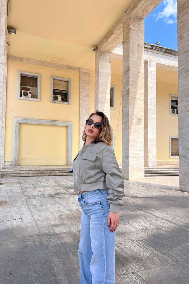 ONE COLOR CROPPED LIGHT WOMEN JACKET BEIGE/BEZHE - 5