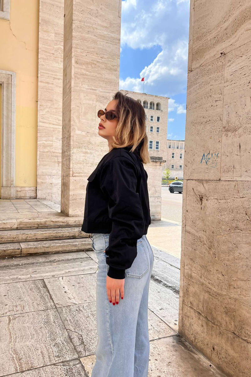 ONE COLOR CROPPED LIGHT WOMEN JACKET BLACK/ E ZEZE - 3