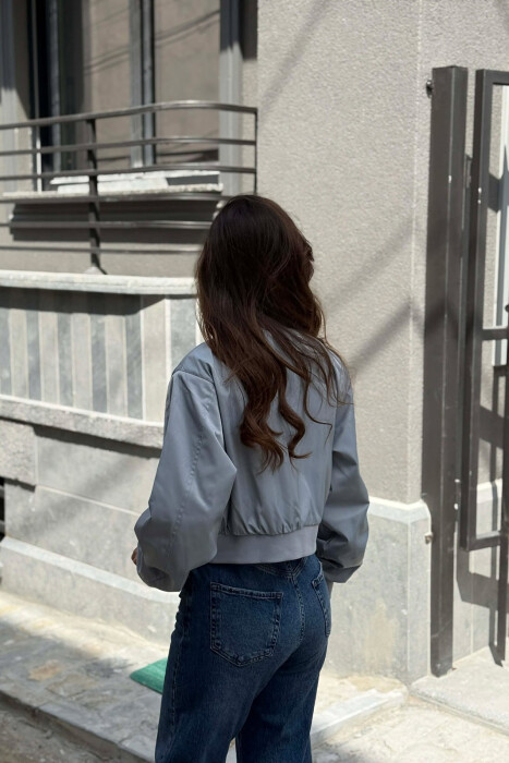 ONE COLOR CROPPED LIGHT WOMEN JACKET LIGHT GREY/GZ - 5