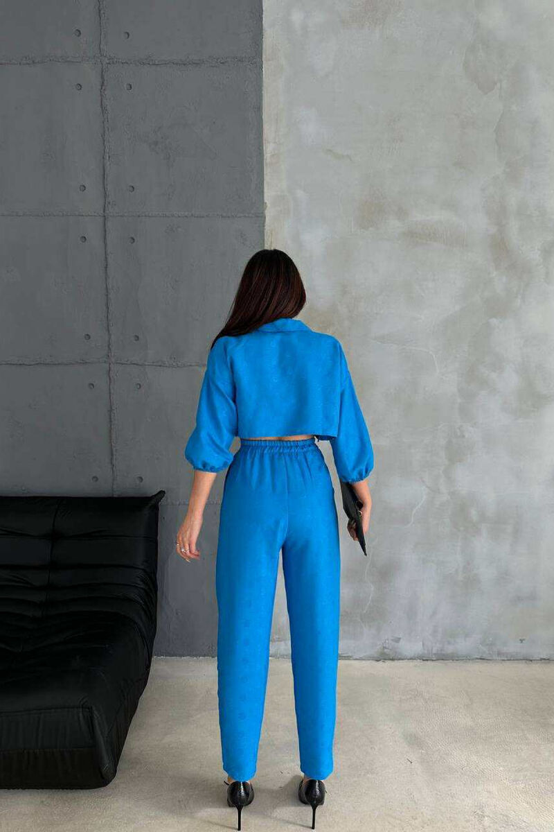 ONE COLOR CROPPED SHIRT+TROUSERS WOMEN SET BLUE/BLU - 4