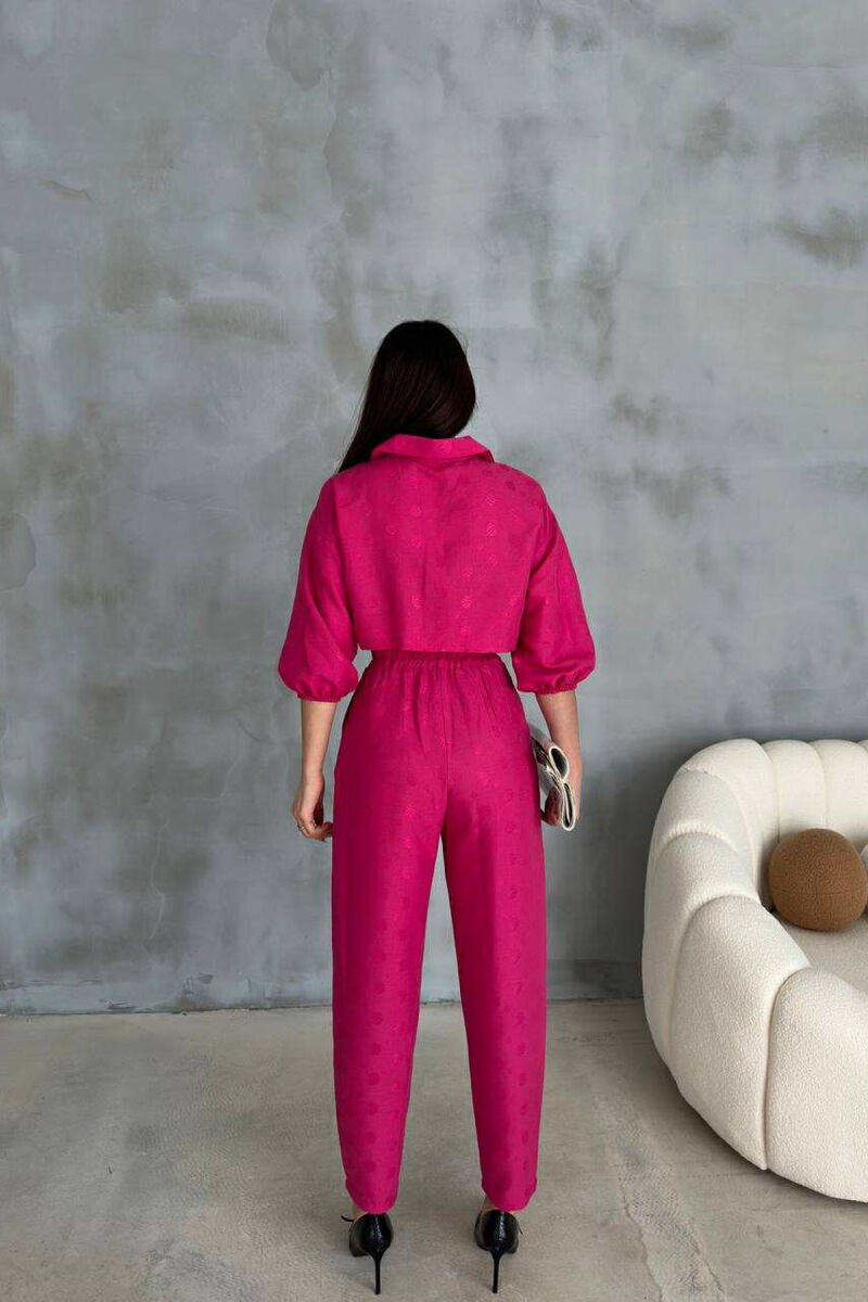 ONE COLOR CROPPED SHIRT+TROUSERS WOMEN SET FUCHSIA/CIKLAMI - 3