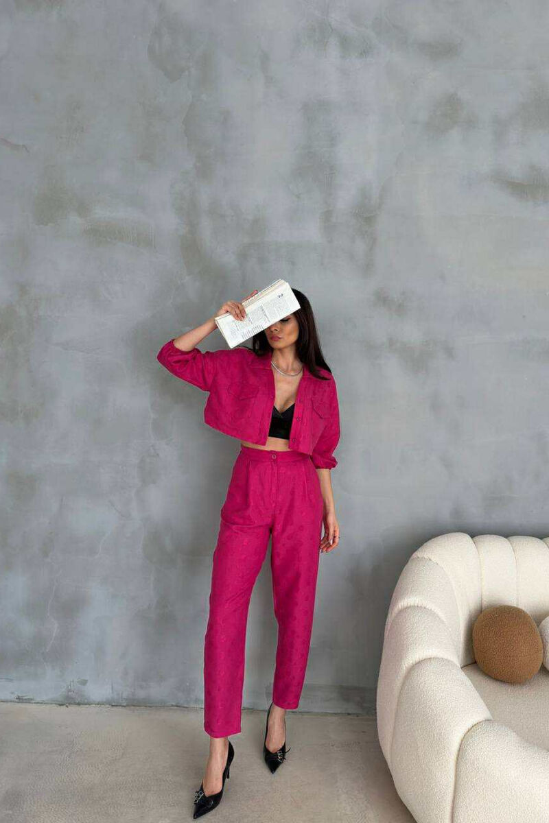 ONE COLOR CROPPED SHIRT+TROUSERS WOMEN SET FUCHSIA/CIKLAMI - 6