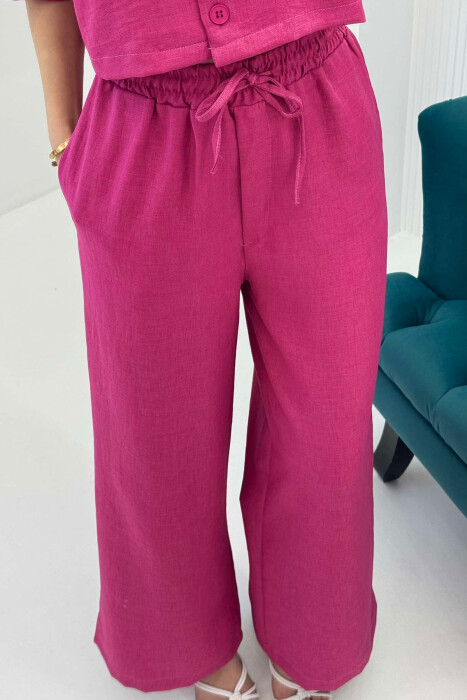 ONE COLOR CROPPED SHIRT+TROUSERS WOMEN SET FUCHSIA/CIKLAMI - 6