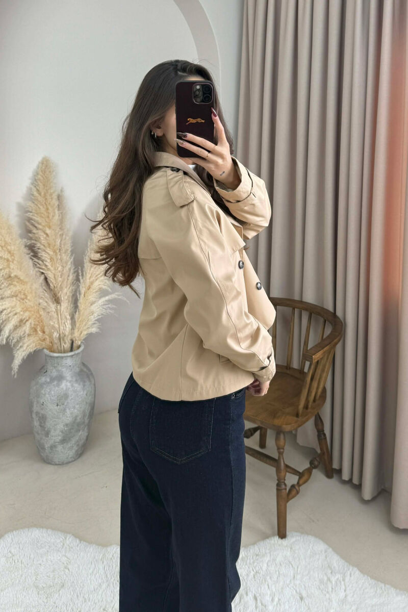 ONE COLOR CROPPED TRENCH WOMAN COAT BEIGE/BEZHE - 4