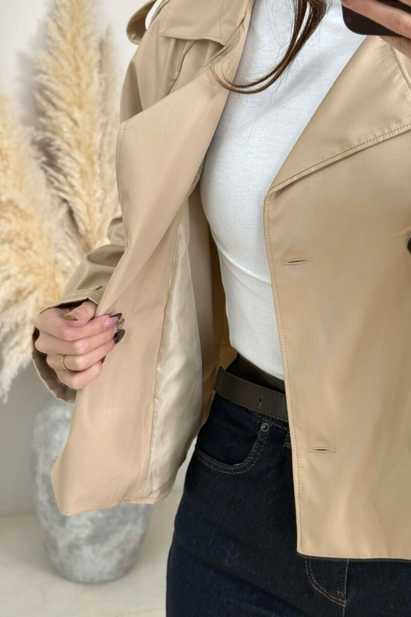 ONE COLOR CROPPED TRENCH WOMAN COAT BEIGE/BEZHE - 5