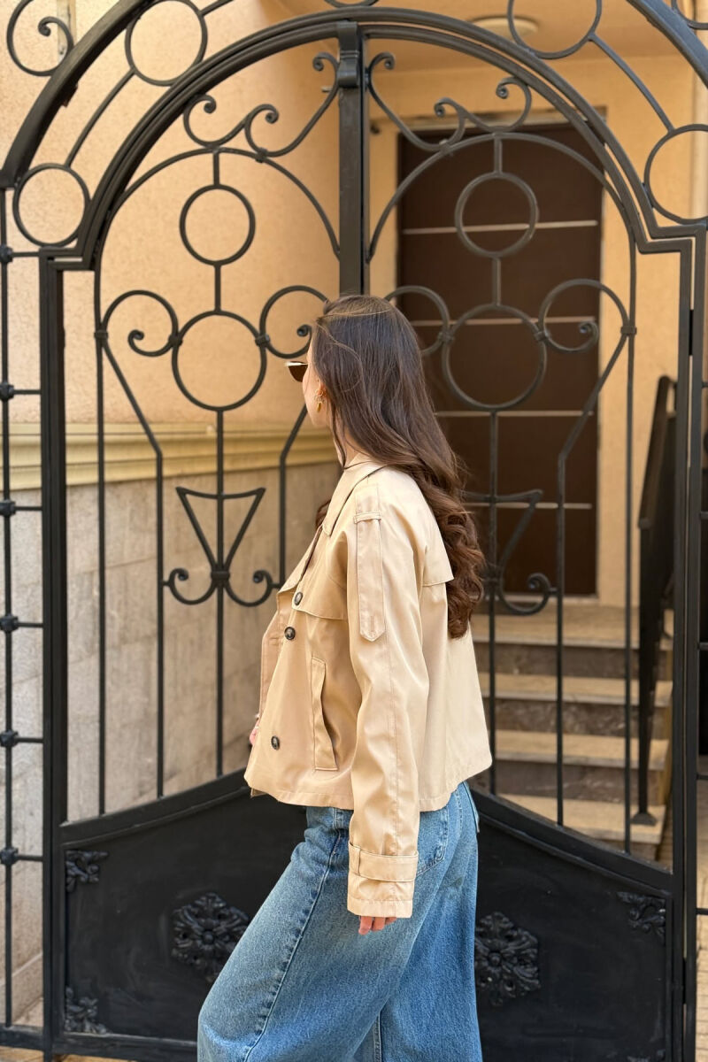 ONE COLOR CROPPED TRENCH WOMAN COAT BEIGE/BEZHE - 5