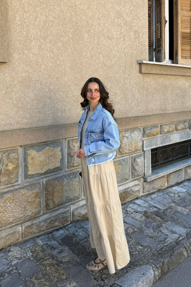 ONE COLOR CROPPED WOMAN JACKET LIGHTBLUE/BZ - 4